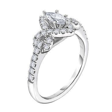 14k White Gold 3/4 Carat T.W. Diamond Marquise Halo Engagement Ring