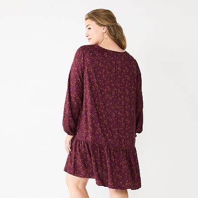 Plus Size Sonoma Goods For Life® Printed Long Sleeve Dress