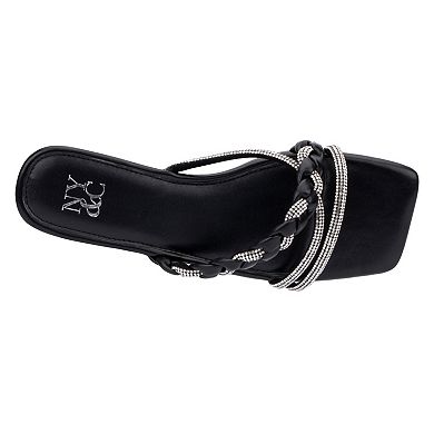 New York & Company Alessia Women's Rope Sparkle Slide Sandals