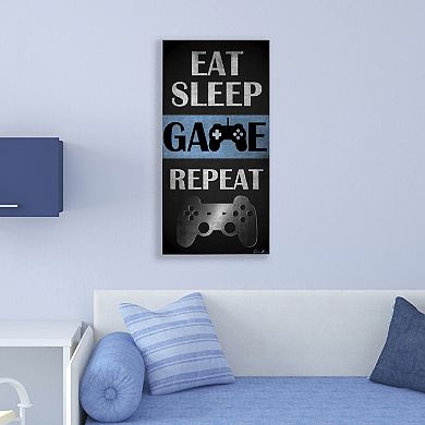 Courtside Market Eat Sleep Repeat Game Blue Canvas Art Wall Decor