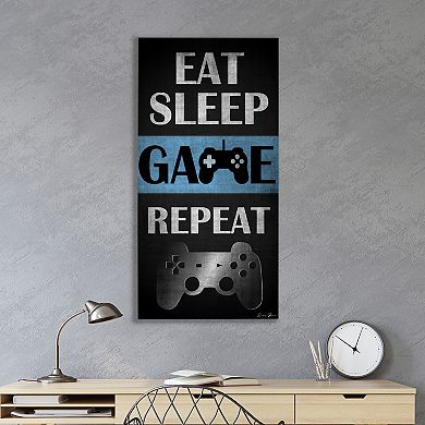 Courtside Market Eat Sleep Repeat Game Blue Canvas Art Wall Decor