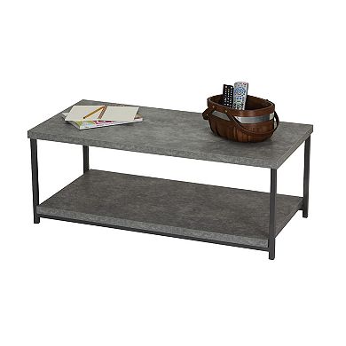 Household Essentials Faux-Concrete Rectangular 2-Tier Coffee Table