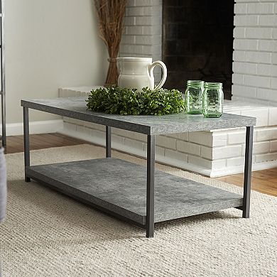 Household Essentials Faux-Concrete Rectangular 2-Tier Coffee Table