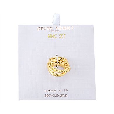 Paige Harper 14k Gold Plated 3 Piece Ring Set