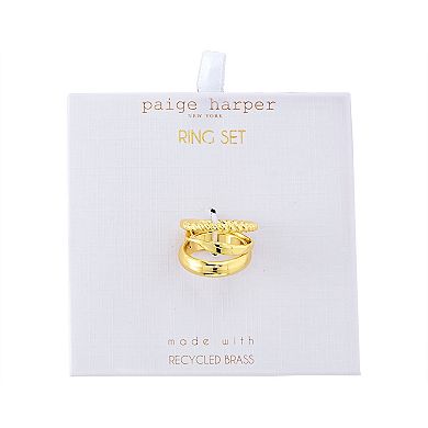Paige Harper 14k Gold Plated 3 Piece Ring Set