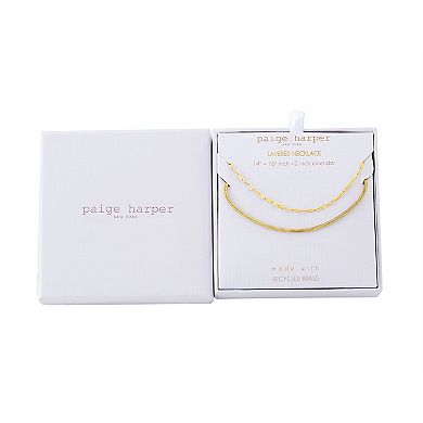 Paige Harper 14k Gold Plated Mirror & Curb Layered Chain Necklace
