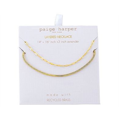 Paige Harper 14k Gold Plated Mirror & Curb Layered Chain Necklace