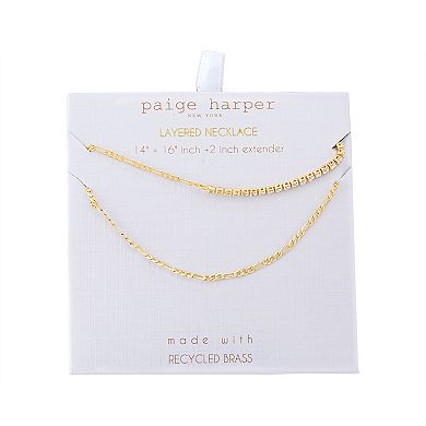 Paige Harper 14k Gold Plated Cubic Zirconia Figaro Layered Chain Necklace