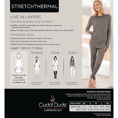 Women's Cuddl Duds® Long Sleeve Stretch Thermal Hooded Tunic Top