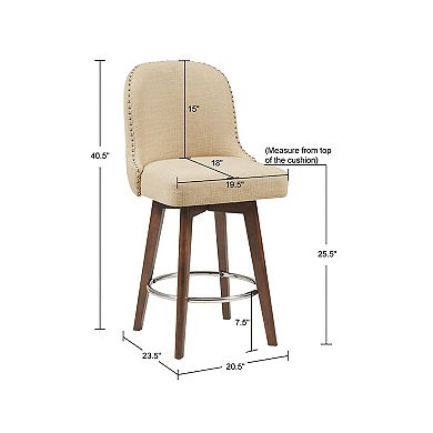 Madison Park Heyes Upholstered Counter Stool with 360 Degree Swivel Seat