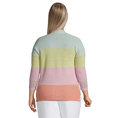 Plus Size Lands' End Print Open-Front Cardigan Sweater