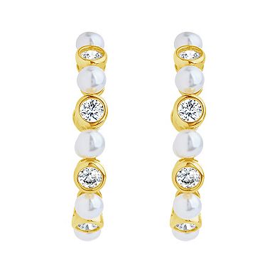 MC Collective Theodora Cubic Zirconia & Simulated Pearl Hoop Earrings
