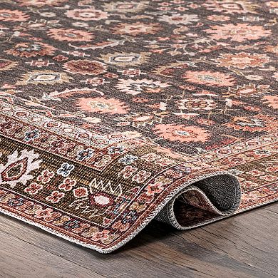 nuLOOM Cathie Persian Floral Machine Washable Area Rug