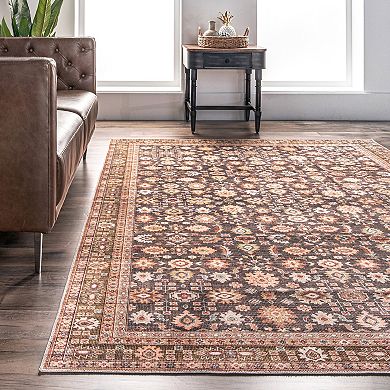 nuLOOM Cathie Persian Floral Machine Washable Area Rug