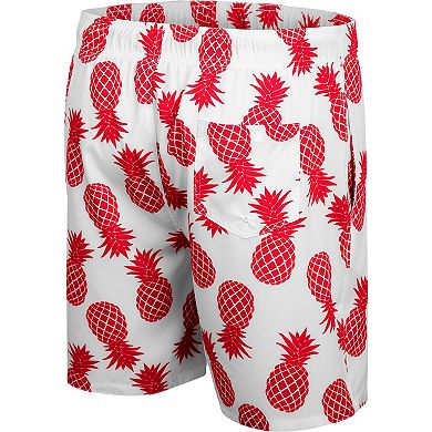 Men's Colosseum White/Scarlet Nebraska Huskers Pineapple Swim Shorts