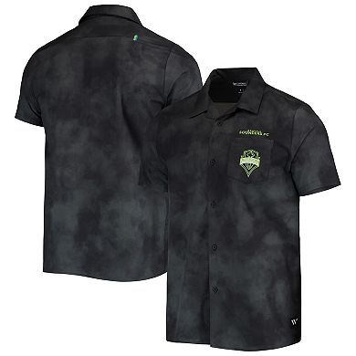 Men's The Wild Collective Black Seattle Sounders FC Abstract Cloud Button-Up Shirt