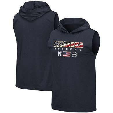 Men's Colosseum Navy Nebraska Huskers OHT Military Appreciation Americana Hoodie Sleeveless T-Shirt