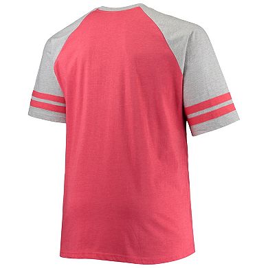Men's Heathered Red Chicago Blackhawks Big & Tall Raglan T-Shirt