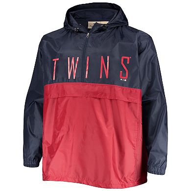 Men's Navy/Red Minnesota Twins Big & Tall Split Body Anorak Half-Zip Jacket