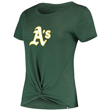 Women's New Era Green Oakland Athletics 2-Hit Front Twist Burnout T-Shirt