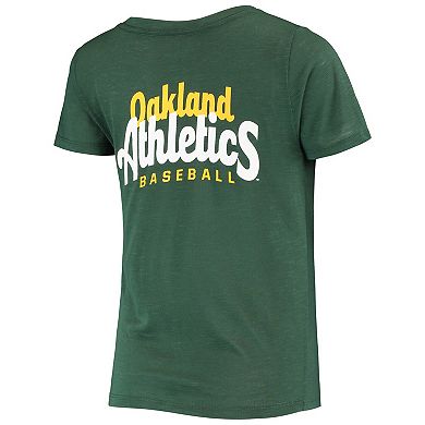 Women's New Era Green Oakland Athletics 2-Hit Front Twist Burnout T-Shirt
