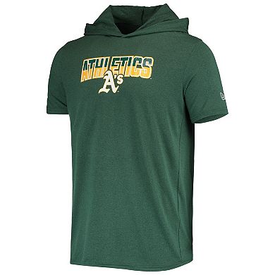 Men's New Era Heathered Green Oakland Athletics Short Sleeve Hoodie T-Shirt