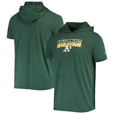 Men's New Era Heathered Green Oakland Athletics Short Sleeve Hoodie T-Shirt