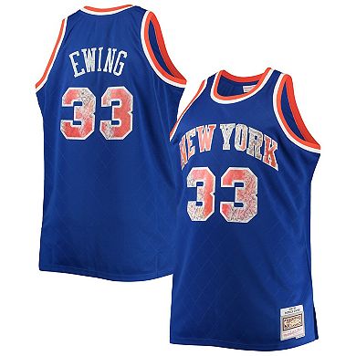 Men's Mitchell & Ness Patrick Ewing Blue New York Knicks Big & Tall 1991-92 NBA 75th Anniversary Diamond Swingman Jersey