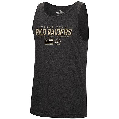 Men's Colosseum Heathered Black Texas Tech Red Raiders Military Appreciation OHT Transport Tank Top