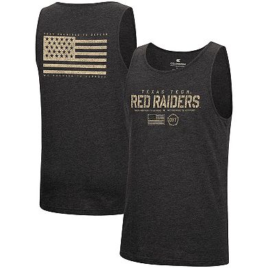 Men's Colosseum Heathered Black Texas Tech Red Raiders Military Appreciation OHT Transport Tank Top