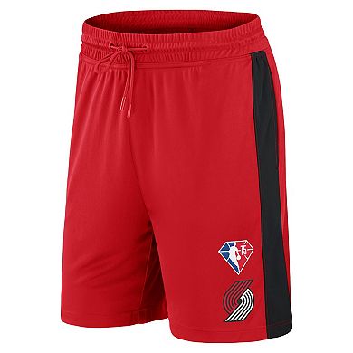 Men's Fanatics Branded Red Portland Trail Blazers 75th Anniversary Downtown Performance Practice Shorts