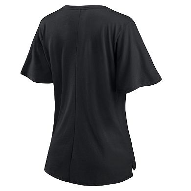 Women's Fanatics Branded Black New Orleans Saints Southpaw Flutter V-Neck T-Shirt