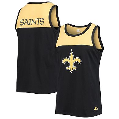 Men's Starter Black/Gold New Orleans Saints Team Touchdown Fashion Tank Top