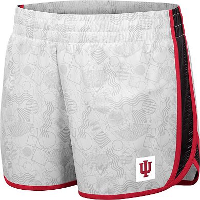 Women's Colosseum White/Black Indiana Hoosiers The Plastics Geo Print Shorts