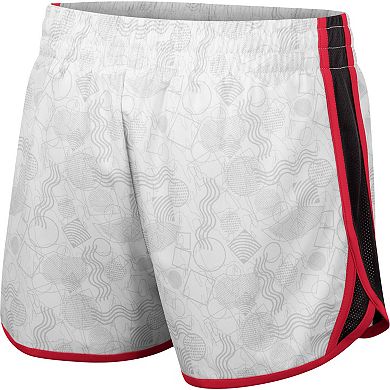 Women's Colosseum White/Black Indiana Hoosiers The Plastics Geo Print Shorts