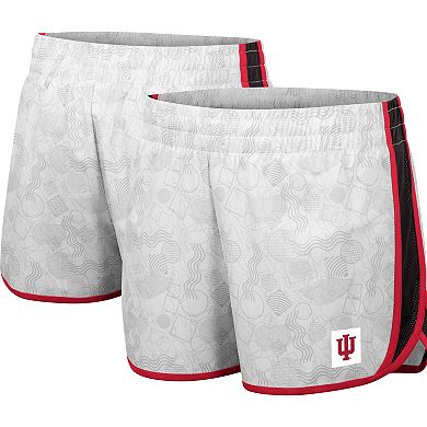 Women's Colosseum White/Black Indiana Hoosiers The Plastics Geo Print Shorts