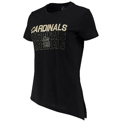 Women's Levelwear Black St. Louis Cardinals Birch Delta Asymmetrical T-Shirt