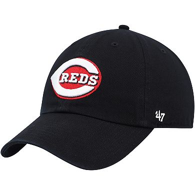 Men's '47 Black Cincinnati Reds Clean Up Team Adjustable Hat