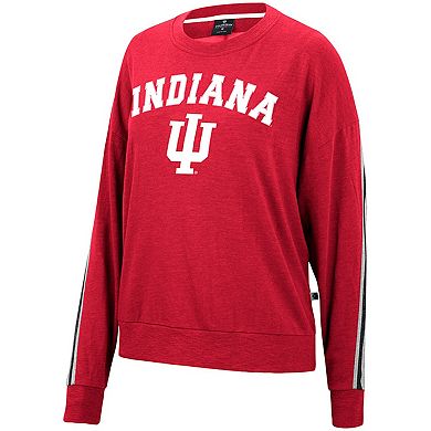Women's Colosseum Heathered Crimson Indiana Hoosiers Team Oversized Pullover Sweatshirt