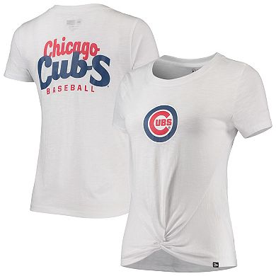 Women's New Era White Chicago Cubs 2-Hit Front Twist Burnout T-Shirt