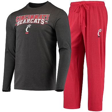 Men's Concepts Sport Red/Heathered Charcoal Cincinnati Bearcats Meter Long Sleeve T-Shirt & Pants Sleep Set