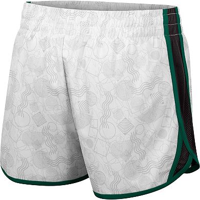 Women's Colosseum White/Black Michigan State Spartans The Plastics Geo Print Shorts