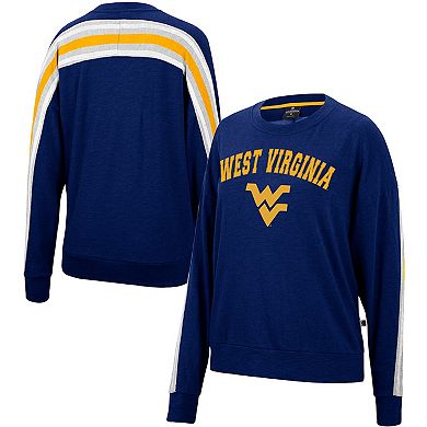 Women's Colosseum Heathered Navy West Virginia Mountaineers Team Oversized Pullover Sweatshirt
