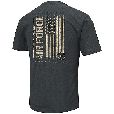 Men's Colosseum Heathered Black Air Force Falcons OHT Military Appreciation Flag 2.0 T-Shirt