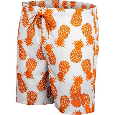 Men's Colosseum White/Orange Clemson Tigers Pineapple Swim Shorts