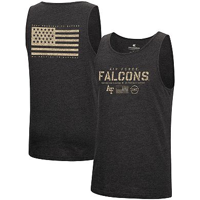 Men's Colosseum Heathered Black Air Force Falcons Military Appreciation OHT Transport Tank Top