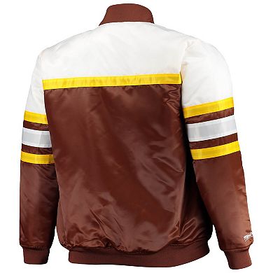 Men's Mitchell & Ness Brown/Gold San Diego Padres Big & Tall Coaches Satin Full-Snap Jacket