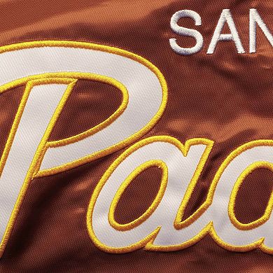 Men's Mitchell & Ness Brown/Gold San Diego Padres Big & Tall Coaches Satin Full-Snap Jacket