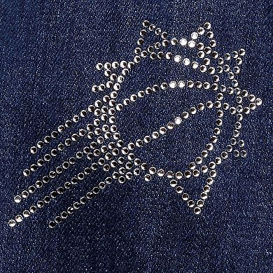 Women's Lusso Blue Phoenix Suns Georgie Crystals Button-Up Denim Jacket