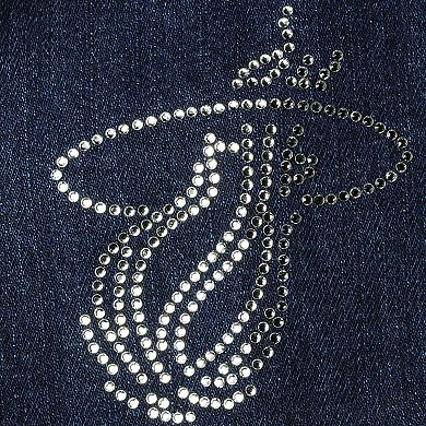Women's Lusso Blue Miami Heat Georgie Crystals Button-Up Denim Jacket
